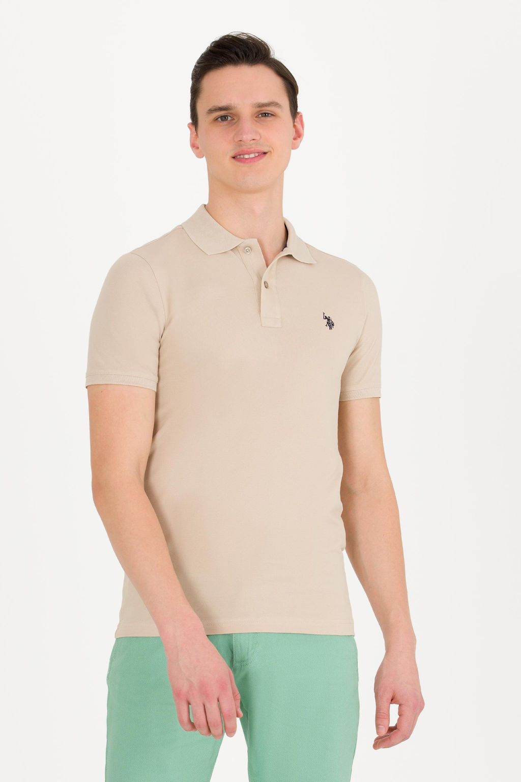 U. S. Polo Assn Мужская базовая футболка с воротником-поло Stone - U.s. polo assn фото 13
