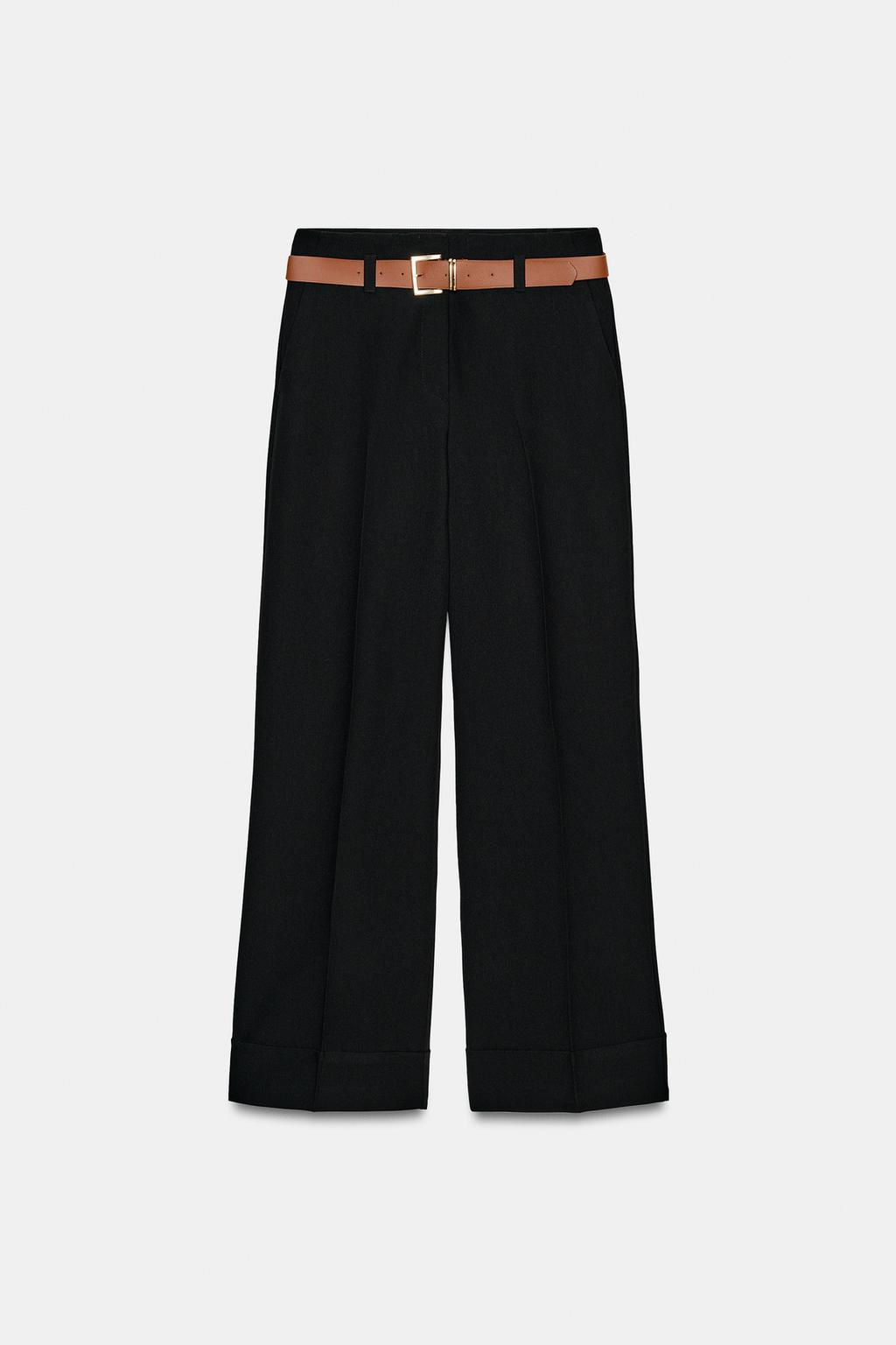 TROUSERS WITH TURN-UP CUFFS AND BELT - Zara фото 30