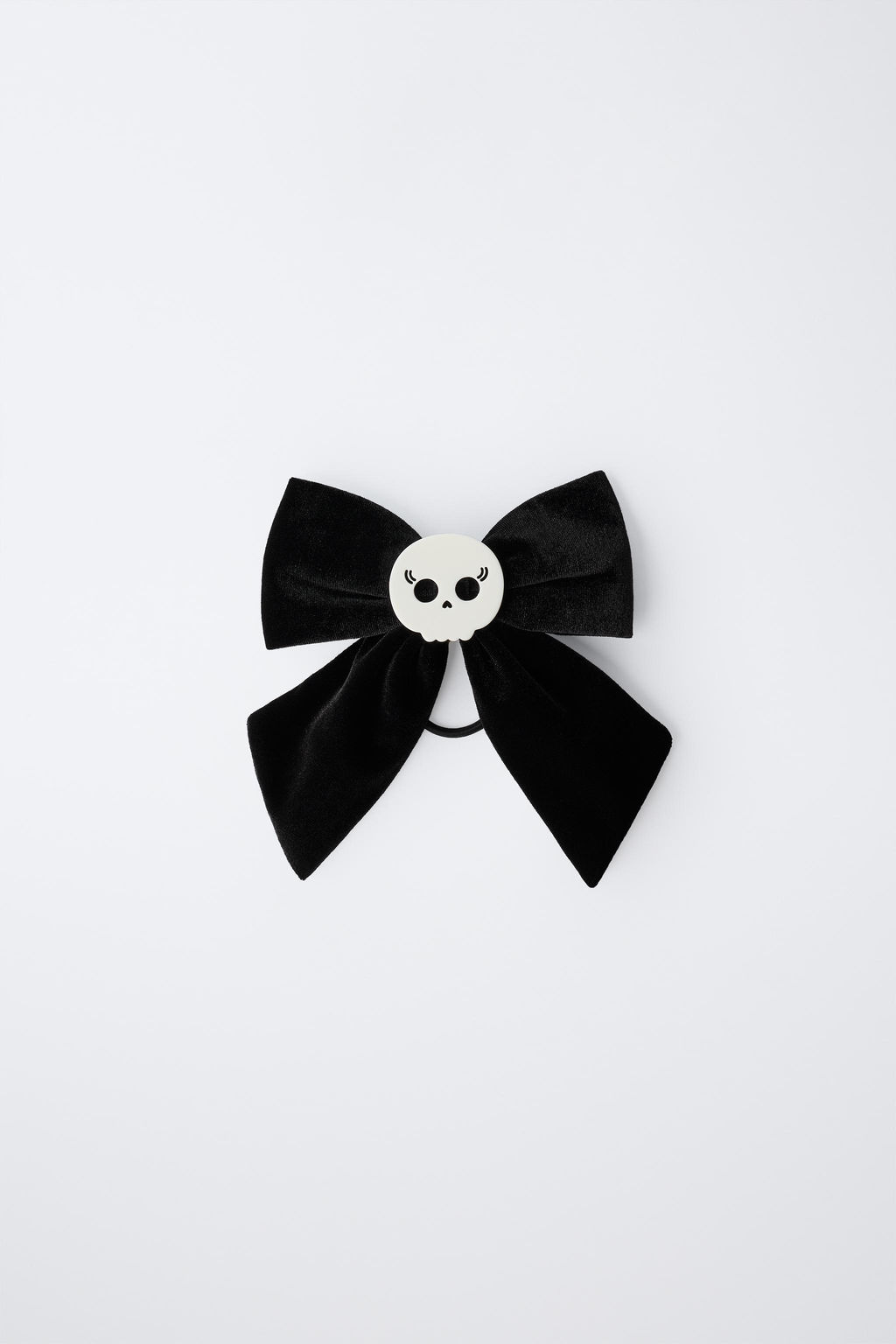 SKULL VELVET BOW CLIP SCRUNCHIE