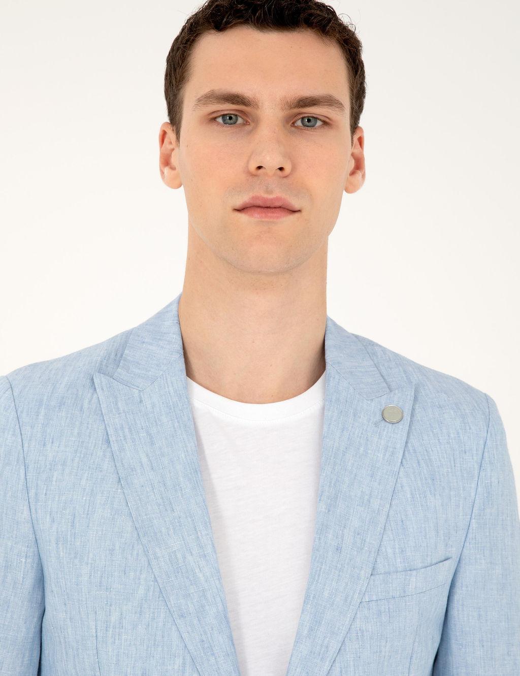 A__k Mavi Ex. Slim Fit %100 Keten Tak_m Elbise