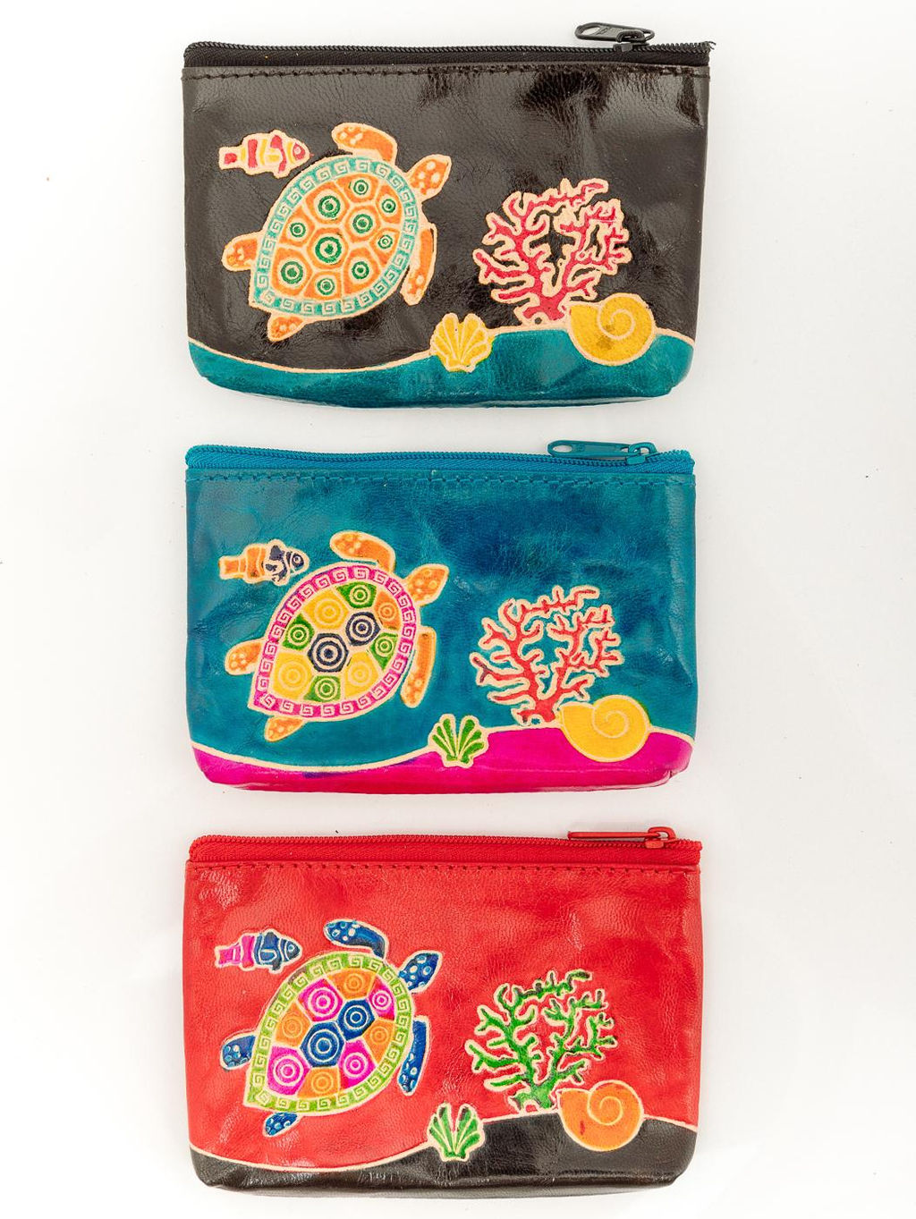 Кошелек под мелочь Набор из 3х шт. Морское дноручной принт №0606/22