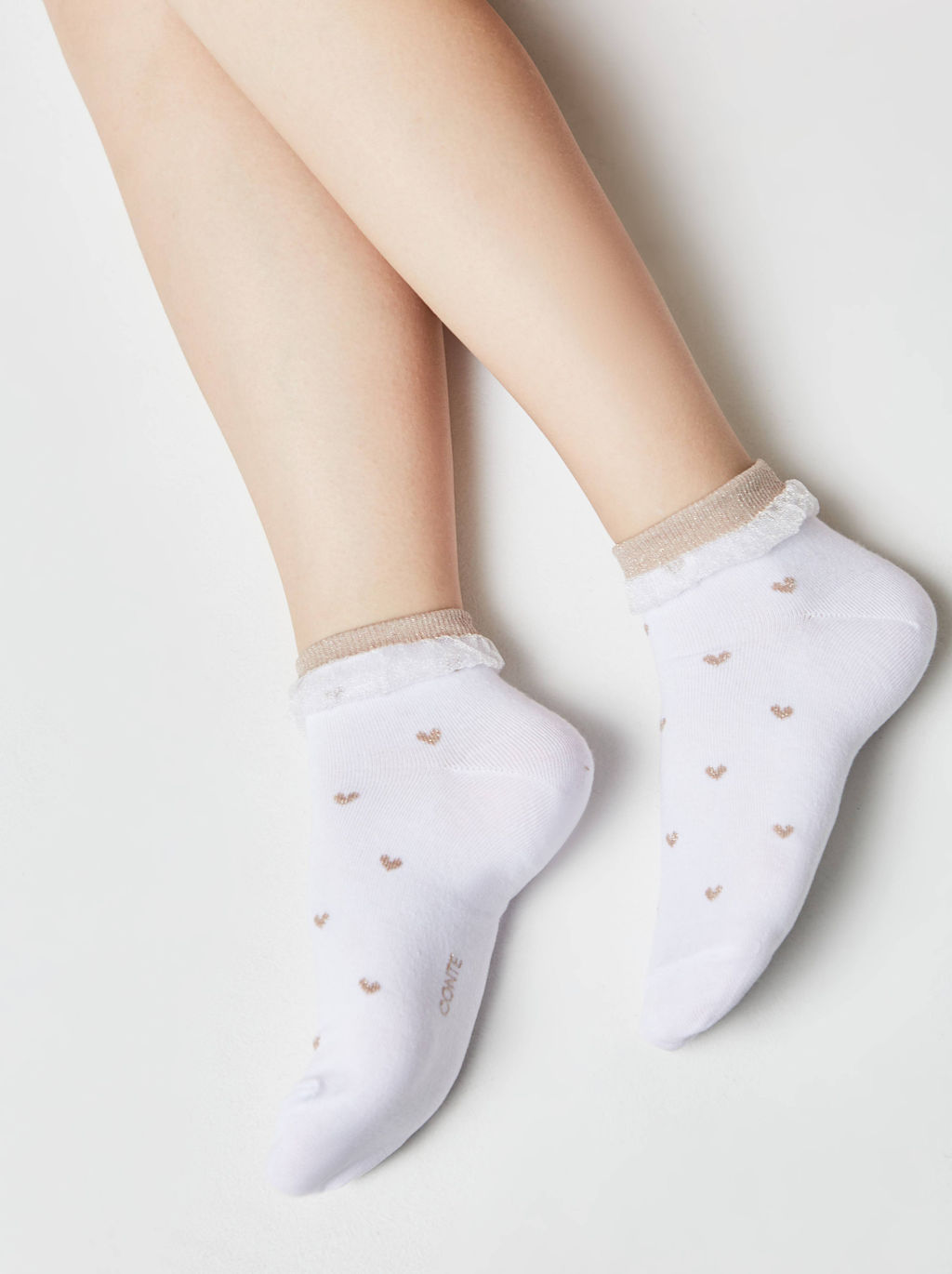 Цена за 2 пары. Носки Короткие CONTE Носки с воздушным ботом и люрексом CLASSIC белый - Conte elegant фото 4