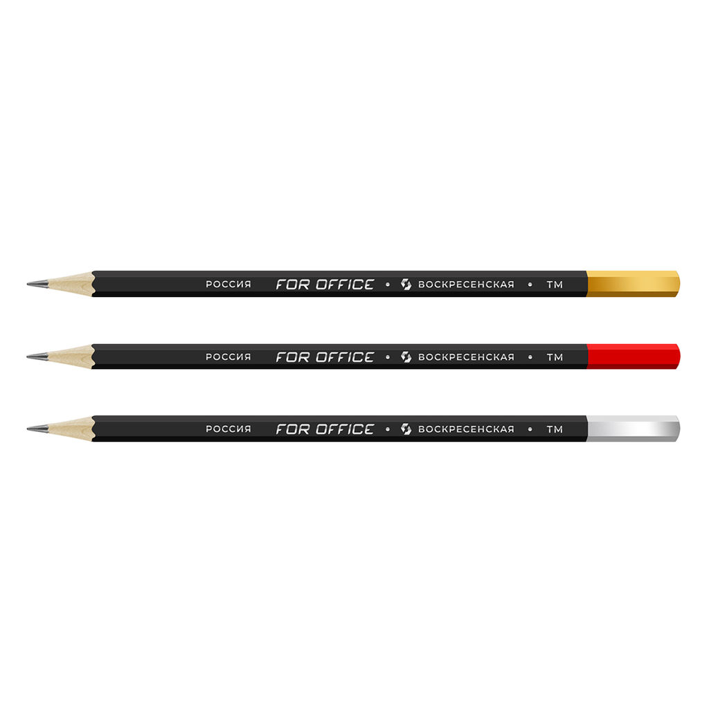 ВКФ For Office FS01-12Д Карандаш графитный черный матовый с дипом заточенный ТМ (HB) 12 шт