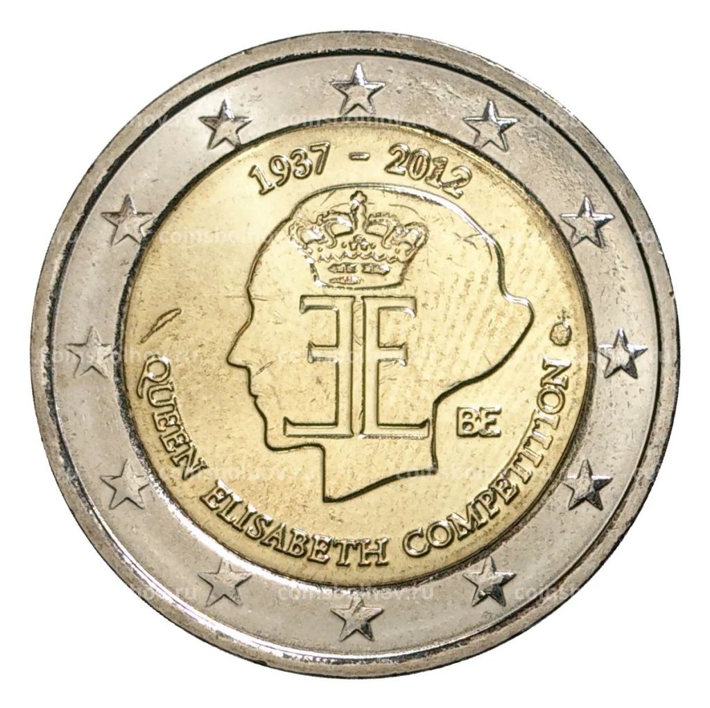 2 евро 2012 года Бельгия  75 лет музыкальному конкурсу имени королевы Елизаветы