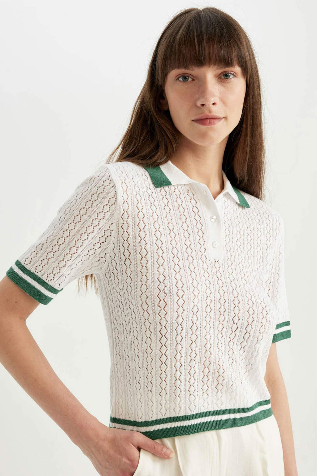 Regular Fit Polo Yaka K?sa Kollu Triko Tisort - Defacto фото 2