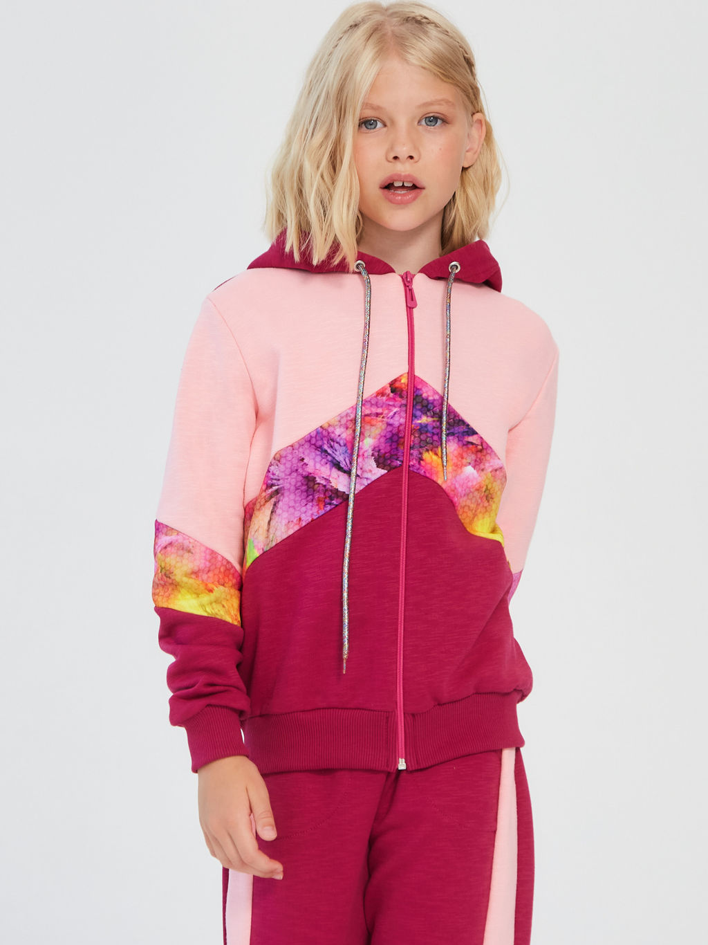 Спортивный костюм "Иллюзия",персик-бордо