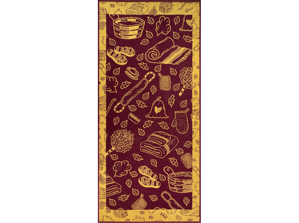 Полотенце махровое 6с102.411ж1 Атрибуты бани(кр.дерево1) 67х150см