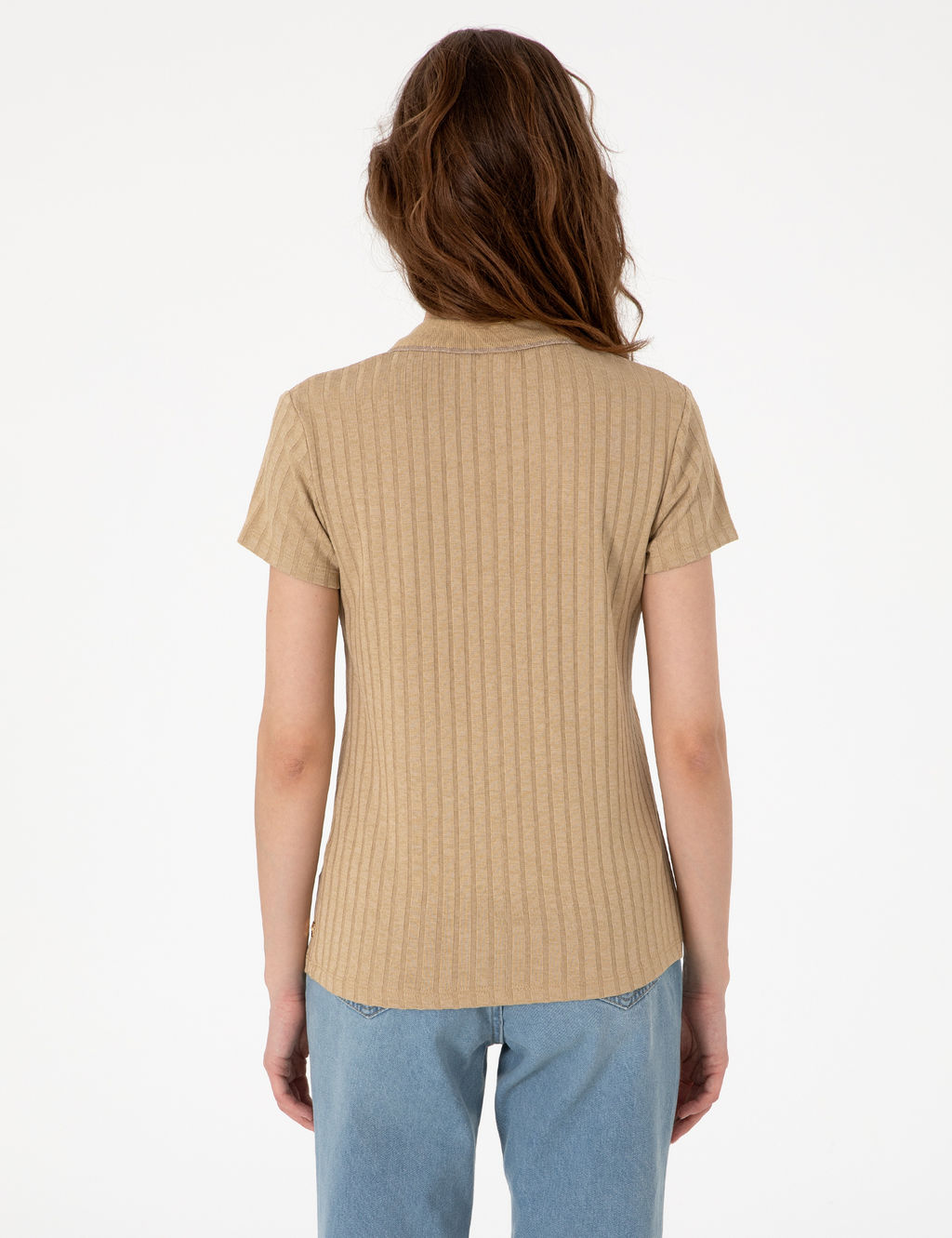 Bej Slim Fit Basic Ti__rt
