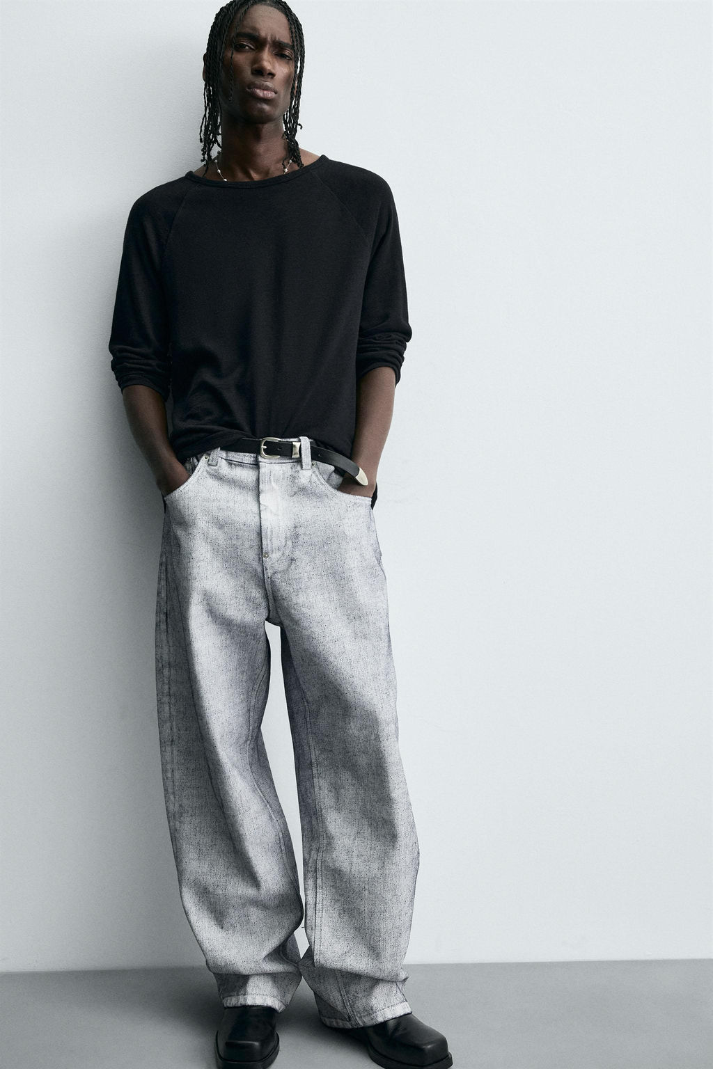 WAXED FINISH BAGGY FIT JEANS - Zara фото 5