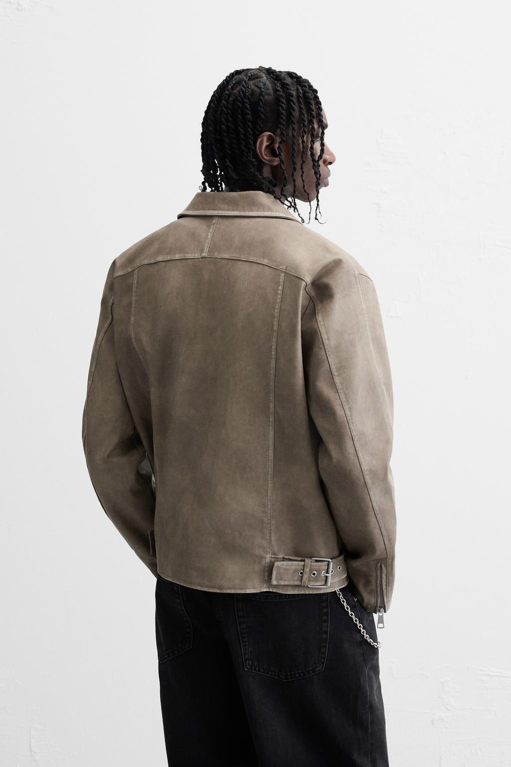 FADED LEATHER EFFECT JACKET - Zara фото 12