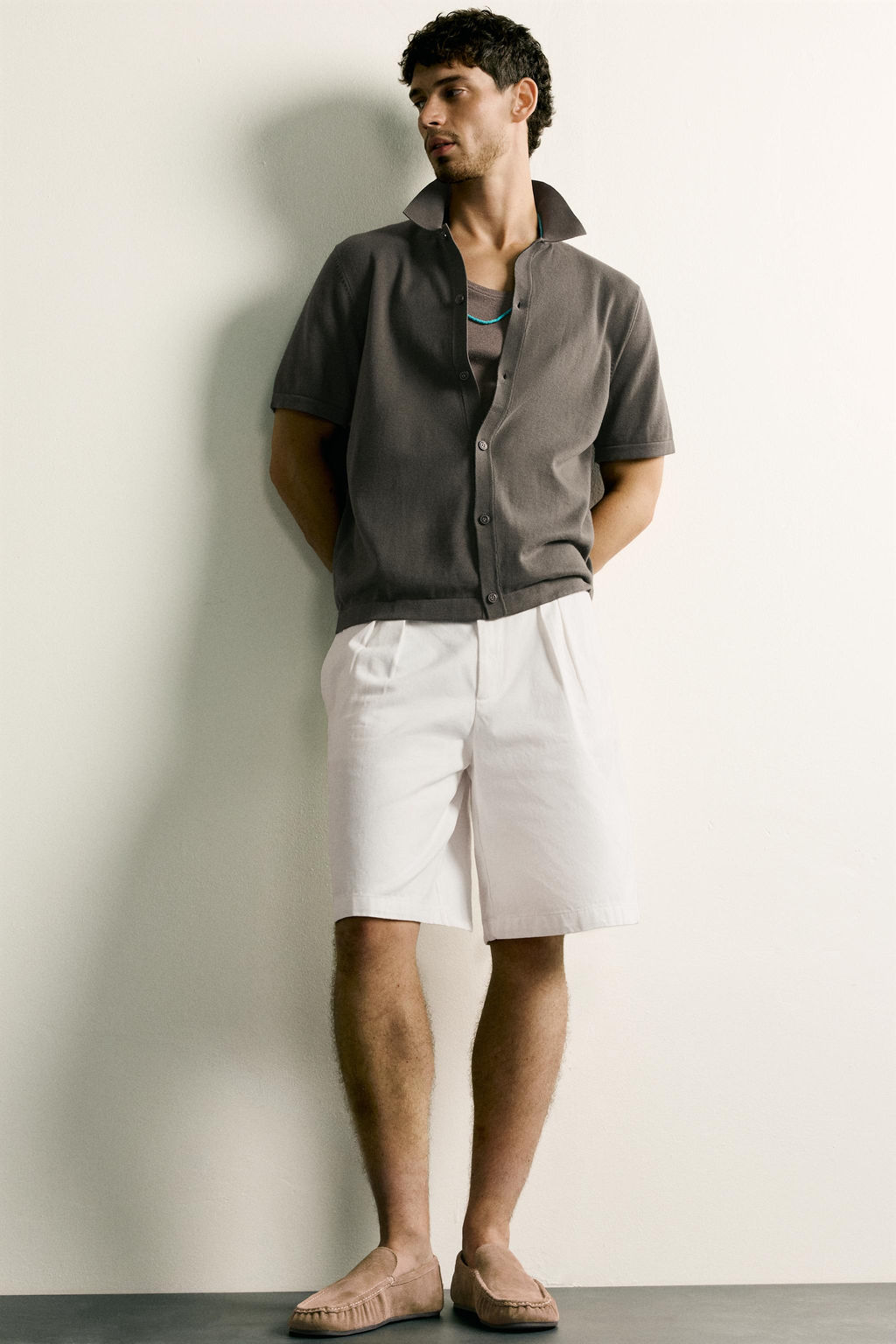 CAMISA PUNTO RELAXED FIT / Verde gris - Zara фото 6
