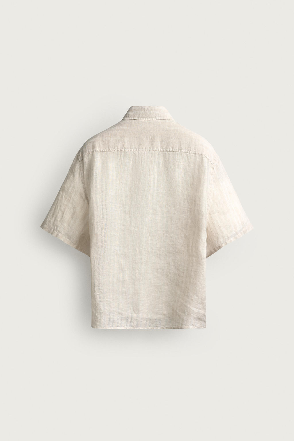 CAMISA JACQUARD RAYAS 100% LINO / Beige - Zara фото 7
