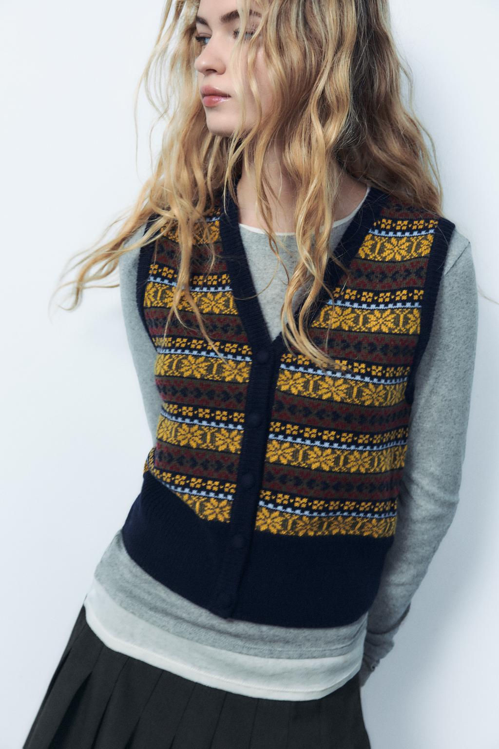 JACQUARD KNIT WAISTCOAT - Zara фото 3