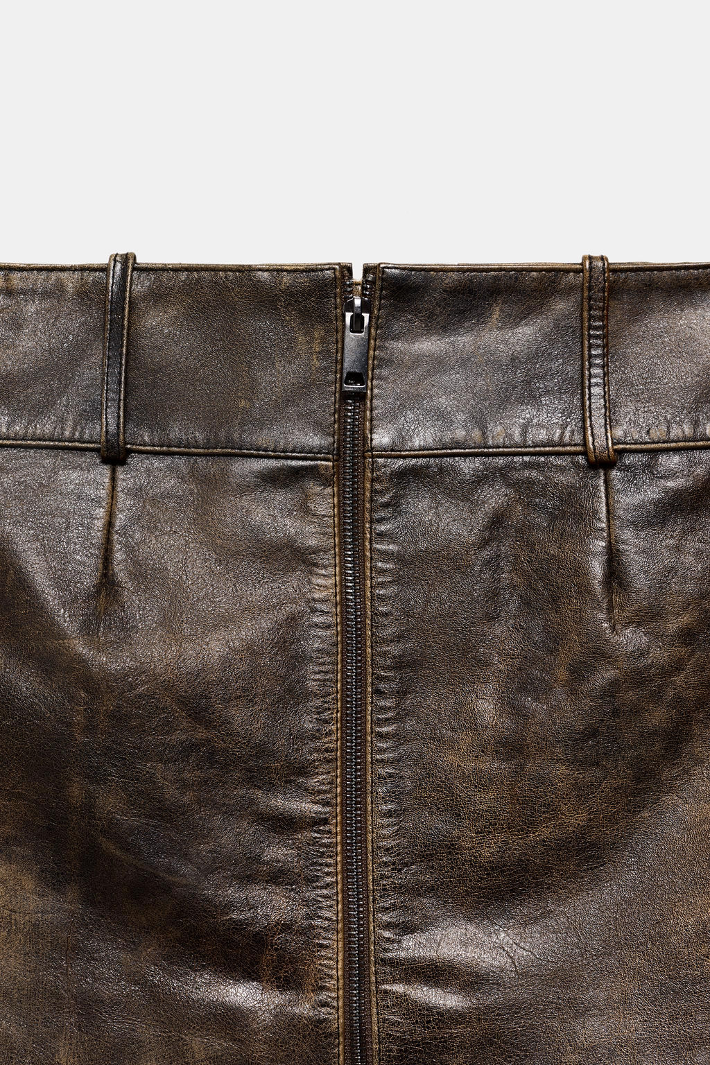 FALDA CORTA PIEL 100% ZW COLLECTION LIMITED EDITION / Marr?n - Zara фото 10