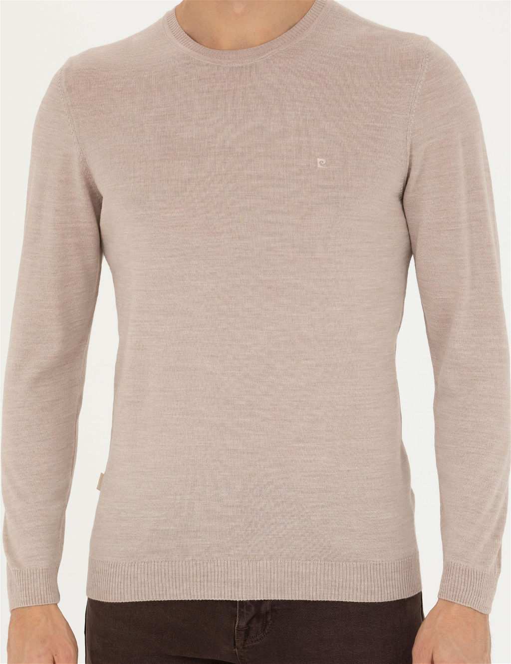 Ta_ Slim Fit Bisiklet Yaka Y_n Kar___ml_ Basic Triko Kazak