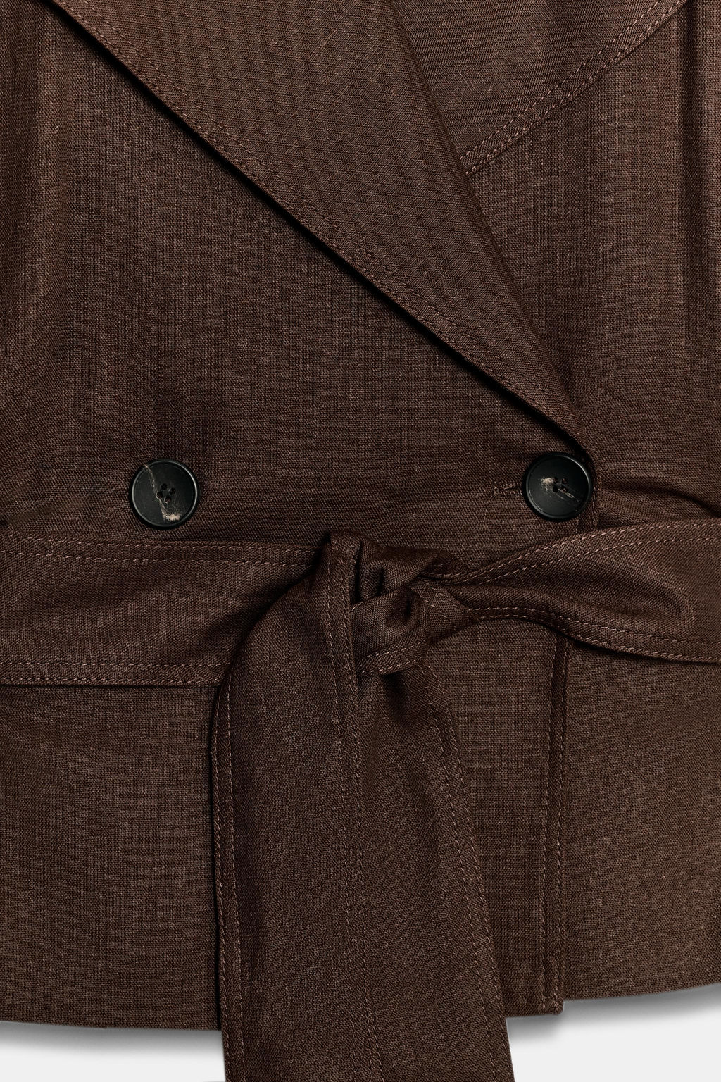 CHALECO CRUZADO CINTUR?N CON LINO / Marr?n chocolate - Zara фото 7