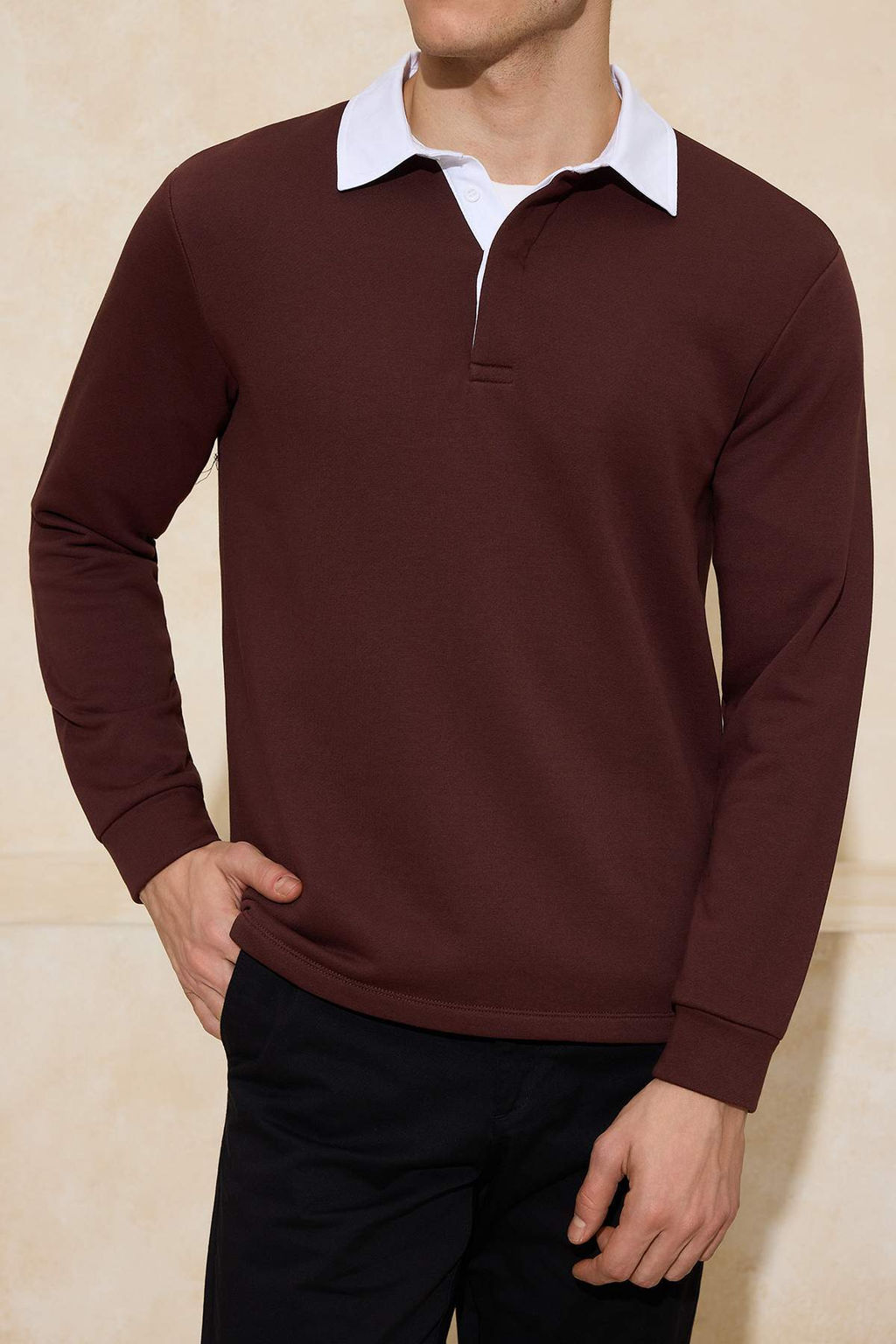 Lacivert Yeni Oversize/Genis Kesim Yakas? Dokuma Polo Yaka Sweatshirt TMNAW26SW00012 - Trendyolmilla фото 14