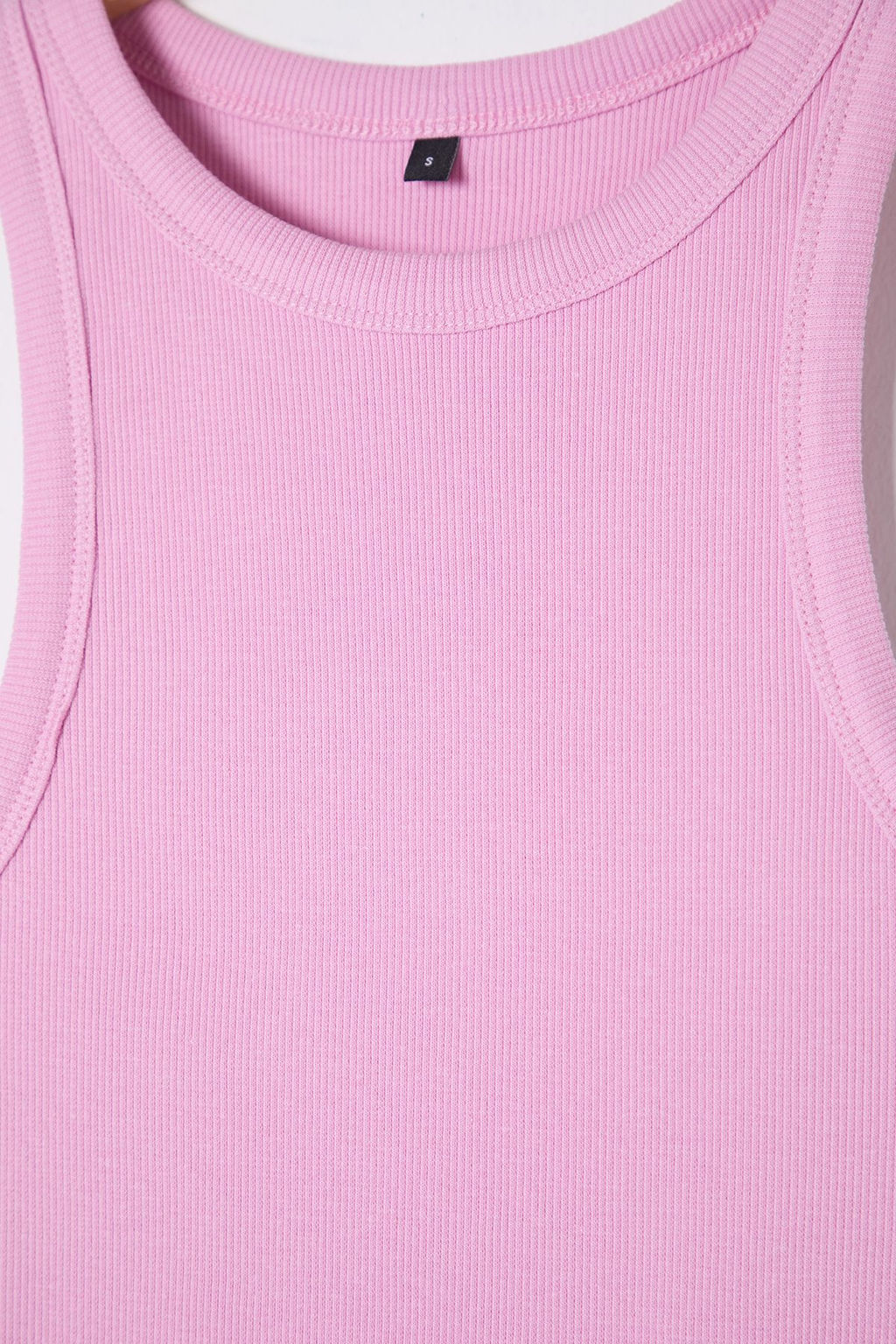 Pembe Vucuda Oturan Regular Boy Halter Yaka Fitilli Pamuklu Esnek Orme Atlet TWOSS24AL00002