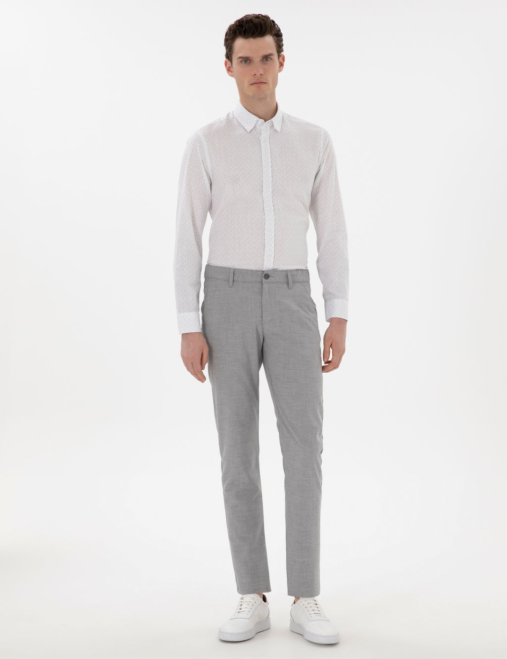 Gri Slim Fit Uzun Kollu G_mlek