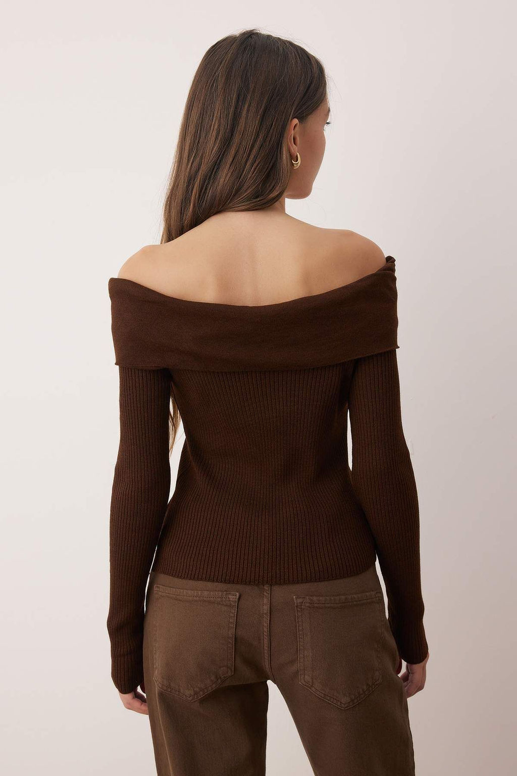 Kahverengi Aksesuar Detayl? Carmen Yaka Ince Triko Kazak TWOAW26KZ00118 - Trendyolmilla фото 4