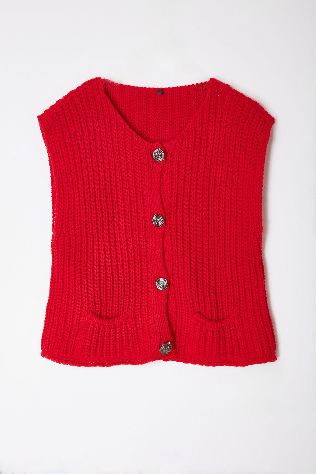K?rm?z? Yumusak Dokulu Fitted Yelek TWOAW25YE00027