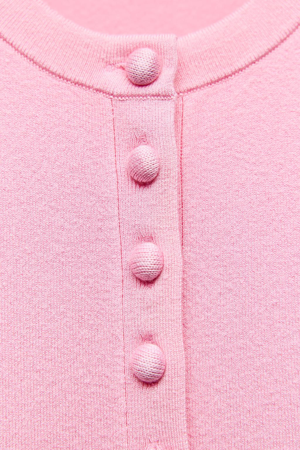 PLAIN KNIT 3/4 SLEEVE CARDIGAN - Zara фото 11