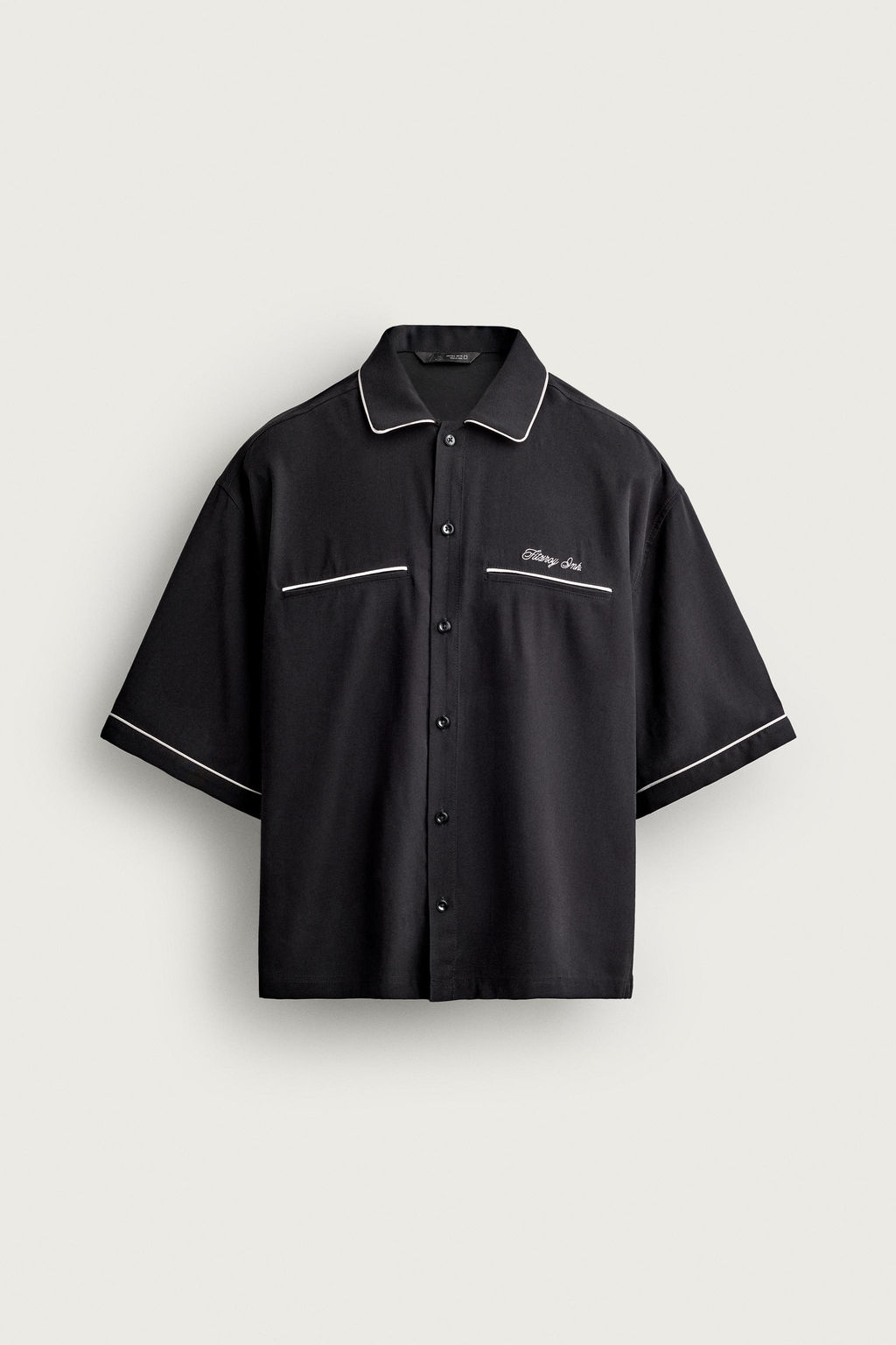 CAMISA RELAXED FIT BORDADO CONTRASTE / Negro - Zara фото 6
