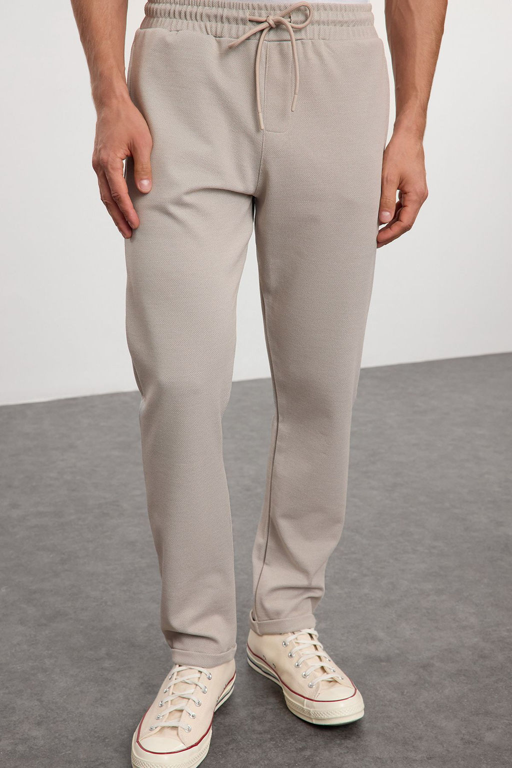 TRENDYOL MAN Bej Regular Fit Orme Esnek Rahat Beli Baglamal? Lastikli Duble Paca Kumas Pantolon TMNAW25PL00002 - Trendyolmilla фото 11