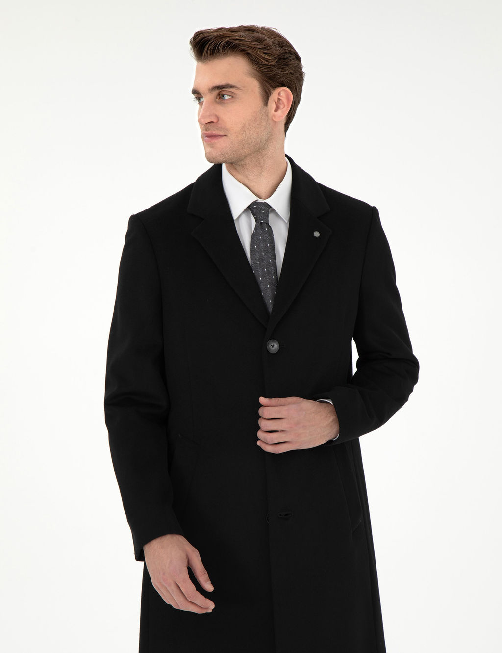 Siyah Slim Fit Palto - Pierre cardin фото 3