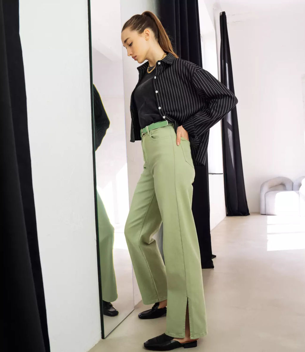 Джинсы #МСК5786 (1), фисташковый