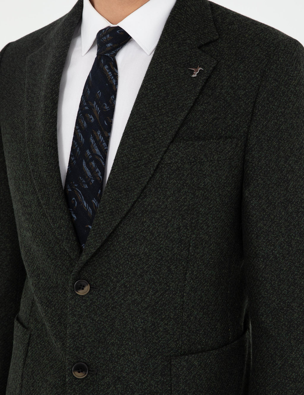 Темно-зеленая приталенная куртка из смесовой шерсти - Cacharel фото 7