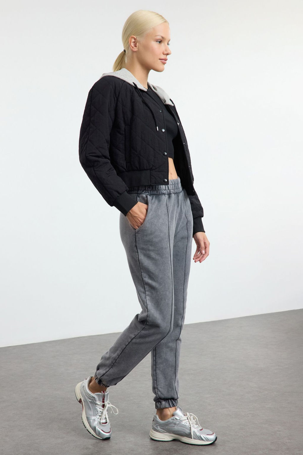 Antrasit Y?kamal? Nervurlu Basic Jogger Kal?n Ici Polarl? Orme Esofman Alt? Pantolon TWOAW25EA00043 - Trendyolmilla фото 2