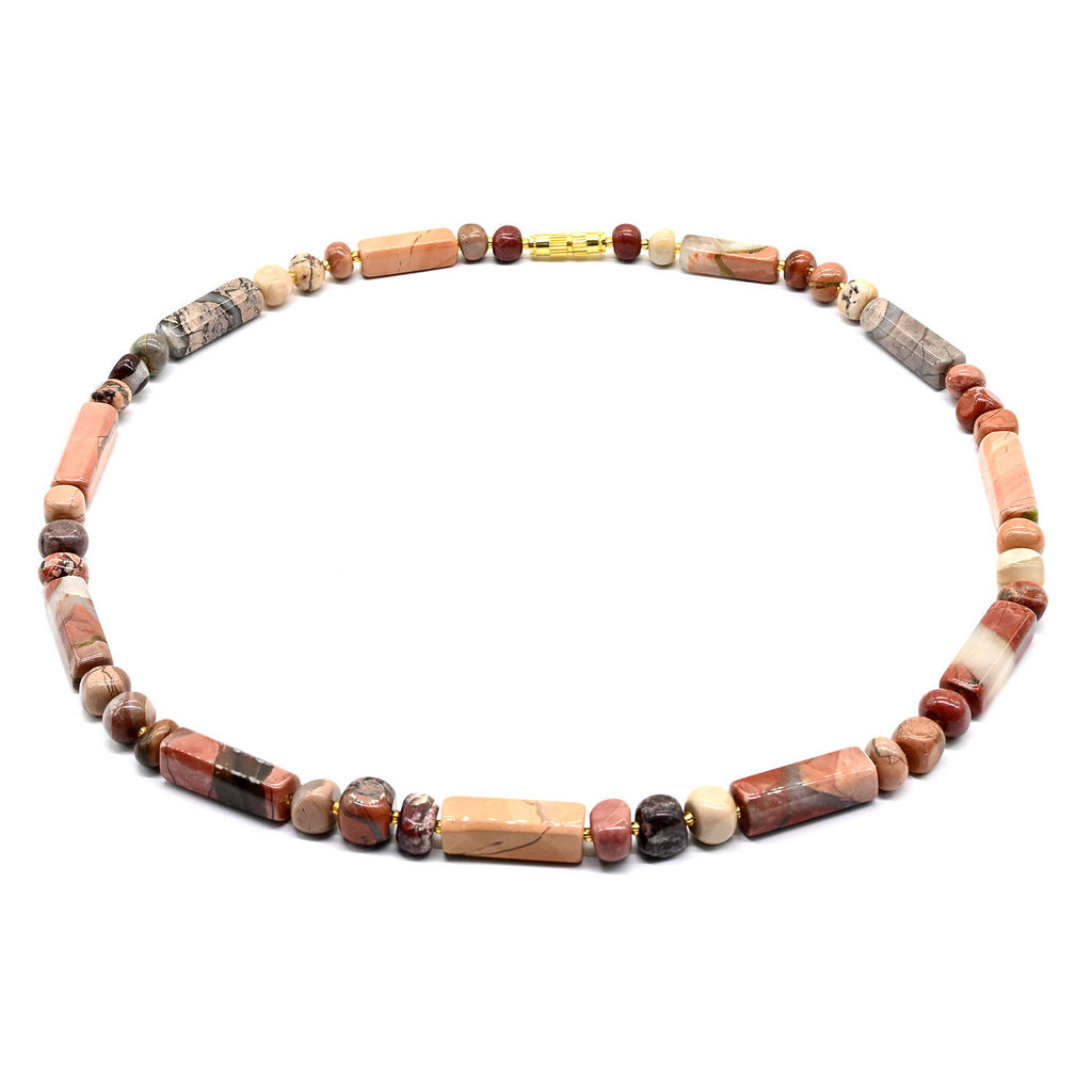 Яшма уральская бусы брусок 22*7мм, 52см Радуга камня