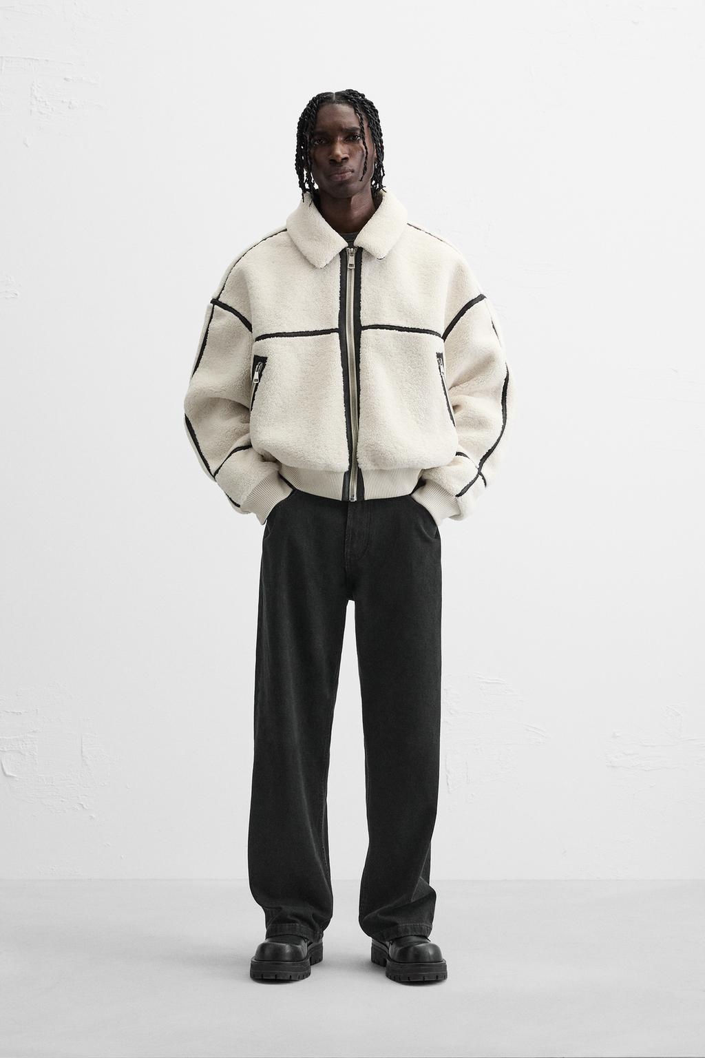 CONTRAST FAUX SHEARLING JACKET - Zara фото 9