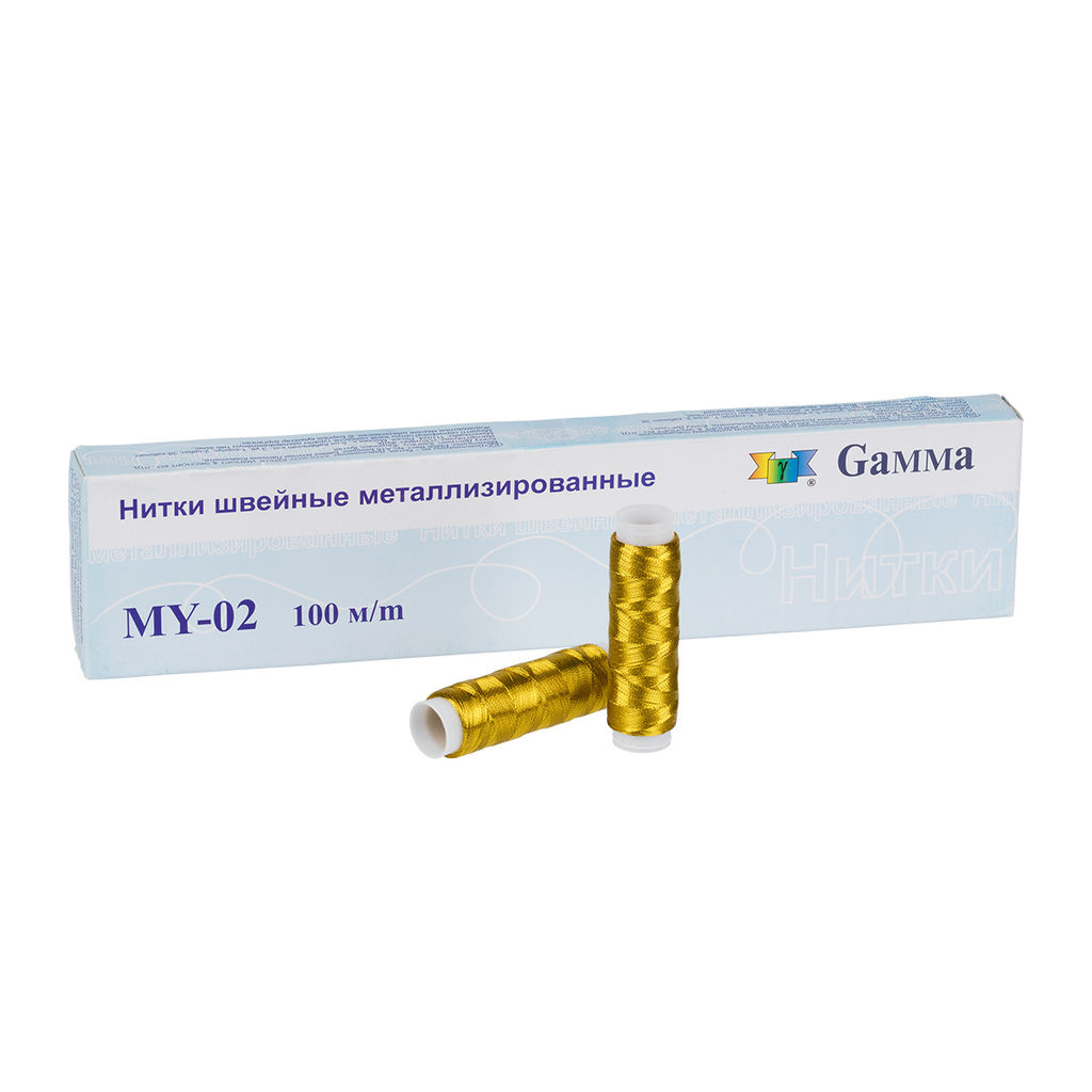 Нитки Gamma металлизир. MY-02 100% полиэстер 12 х 109 я 100 м