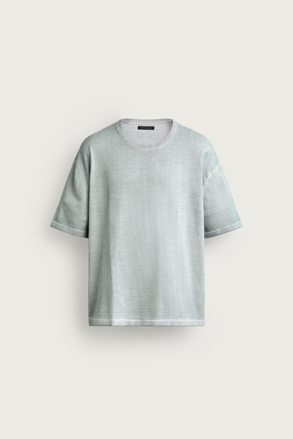 CAMISETA PUNTO EFECTO LAVADO / Celeste lavado - Zara фото 5