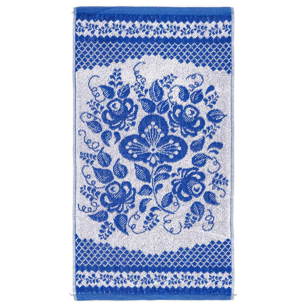 Полотенце кухонное махровое 30х60см, пестротканое, плотность 420гр/м2, хлопок 100%, "Гжель-1" (Россия)