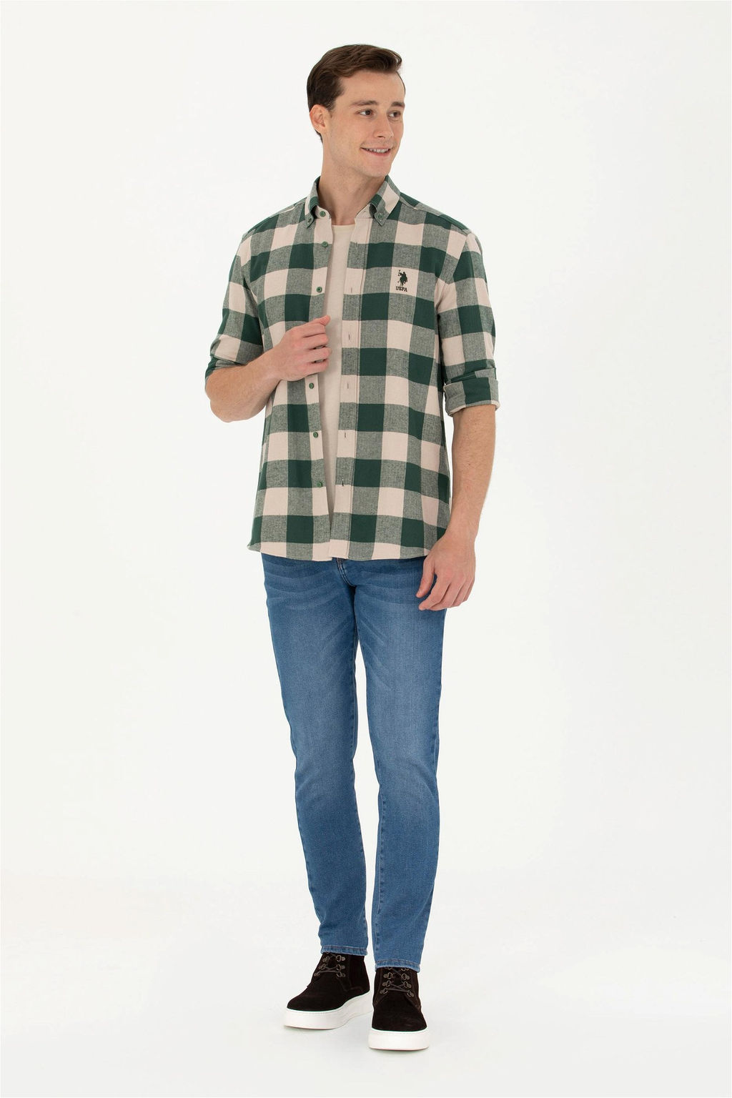 U. S. Polo Assn / Мужская зеленая рубашка Lumberjack - U.s. polo assn фото 11