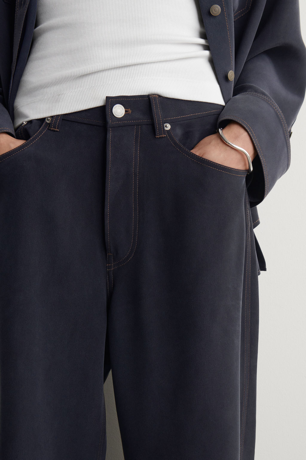 PANTAL?N DE SEDA EFECTO DENIM - H&m фото 7