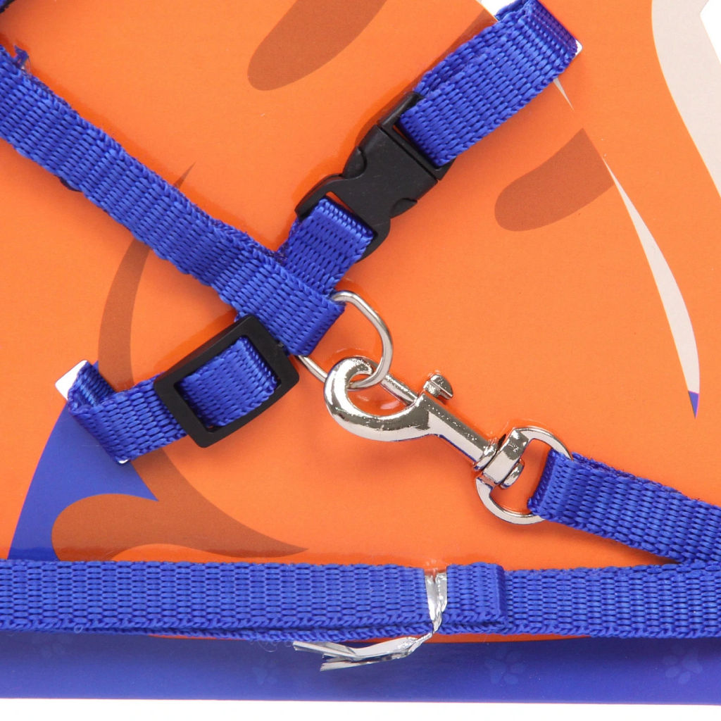 Цена за 3 шт. Шлейка с поводком "Веселая прогулка" 120см цвет синий Ultramarine