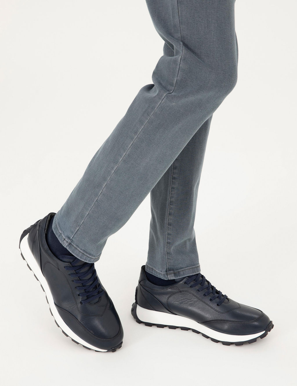 Lacivert %100 Deri Casual Ayakkab_