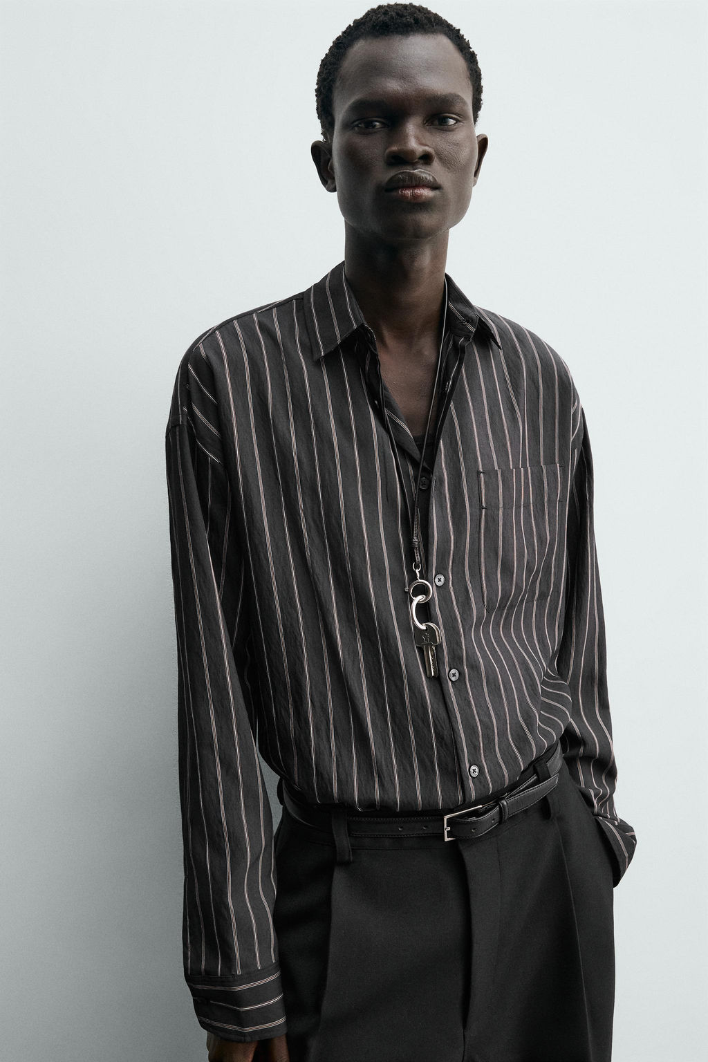 CAMISA FLUIDA RAYAS / Negro - Zara фото 6