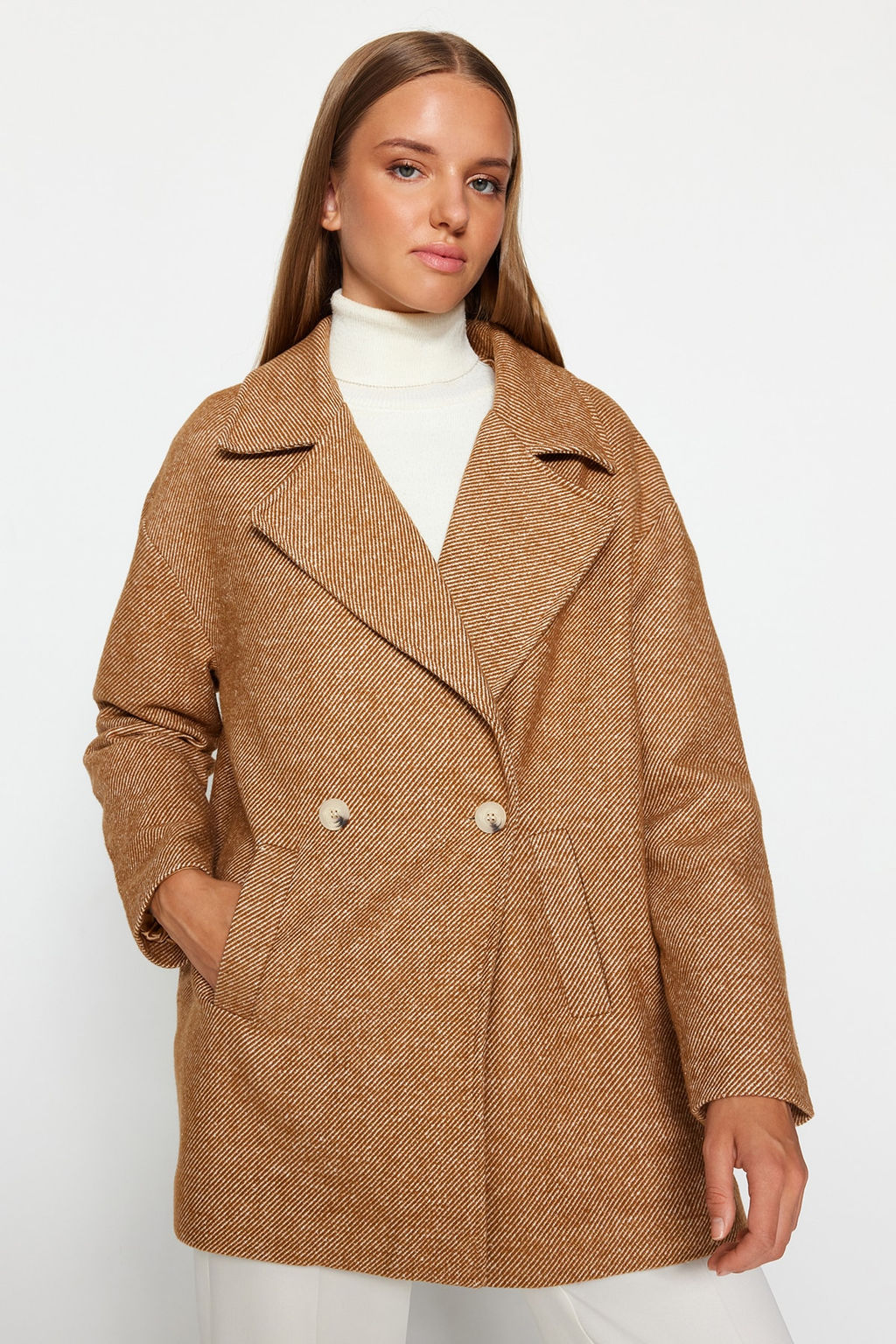 Trendyolmilla Camel Oversize Genis Kesim Kase Kaban TWOAW24KB00091  фото 3