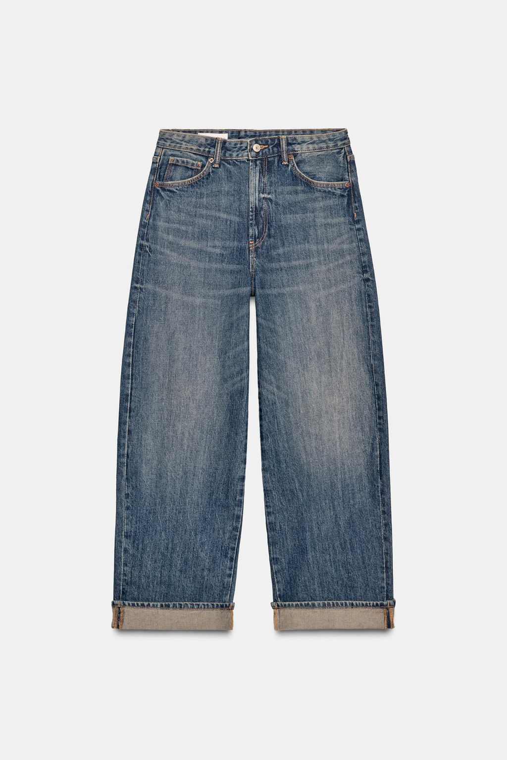 JEANS TRF BAGGY FOLDED  TIRO MEDIO / Azul - Zara фото 7