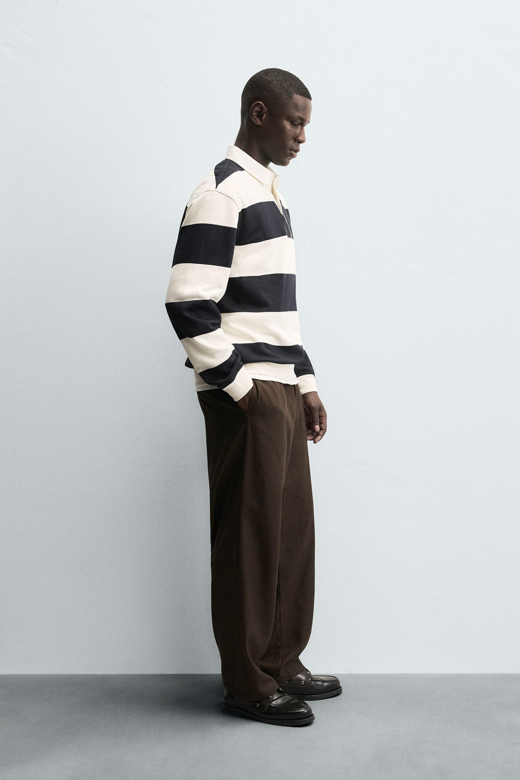 CONTRAST COLLAR POLO SWEATSHIRT - Zara фото 4