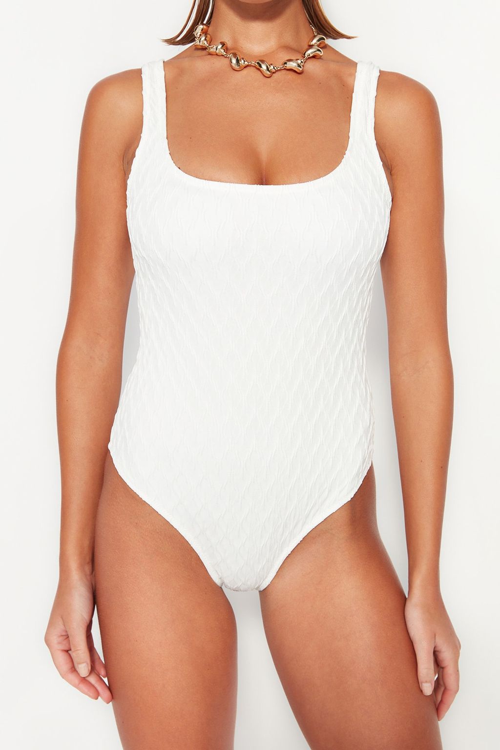 TRENDYOLMILLA Ekru Kare Yaka Dokulu Regular Mayo TBESS23MA00223 фото 5