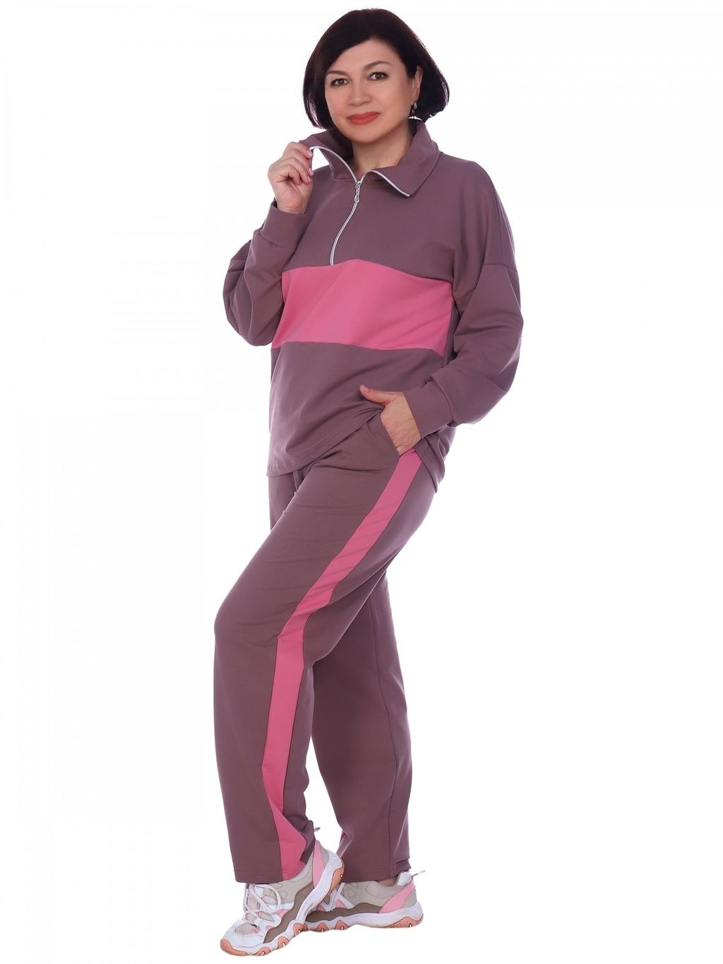 К0886 Костюм женский футер-лайкра оливковый - АстраТекстиль фото 3