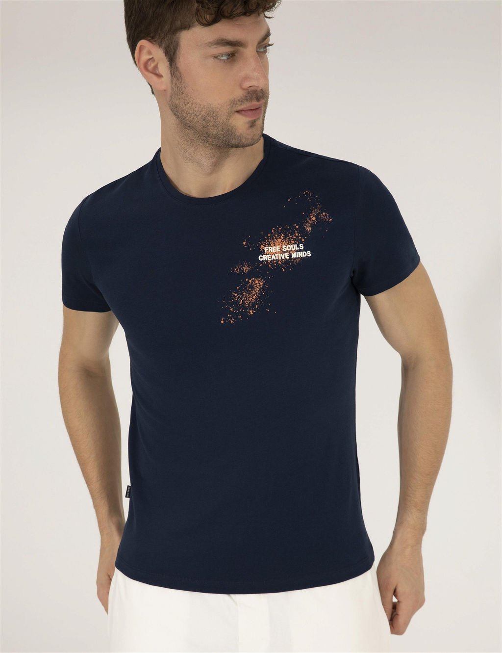 Lacivert Slim Fit Bask_l_ Bisiklet Yaka Ti__rt - Pierre cardin фото 3