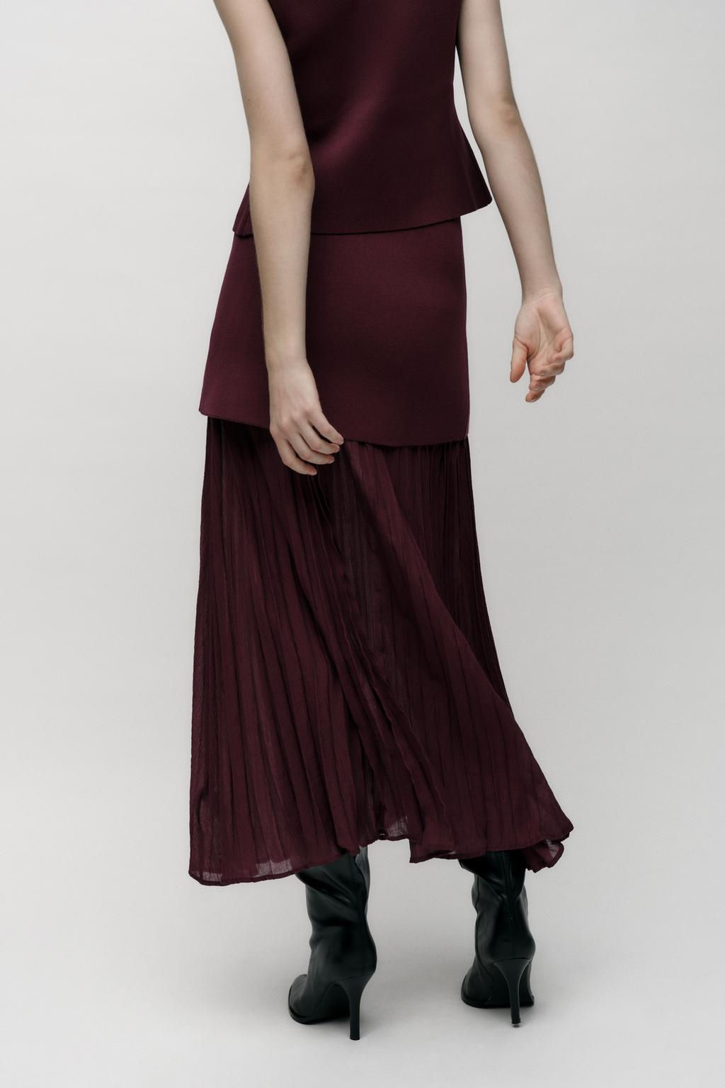 COMBINED PLEATED KNIT SKIRT - Zara фото 5