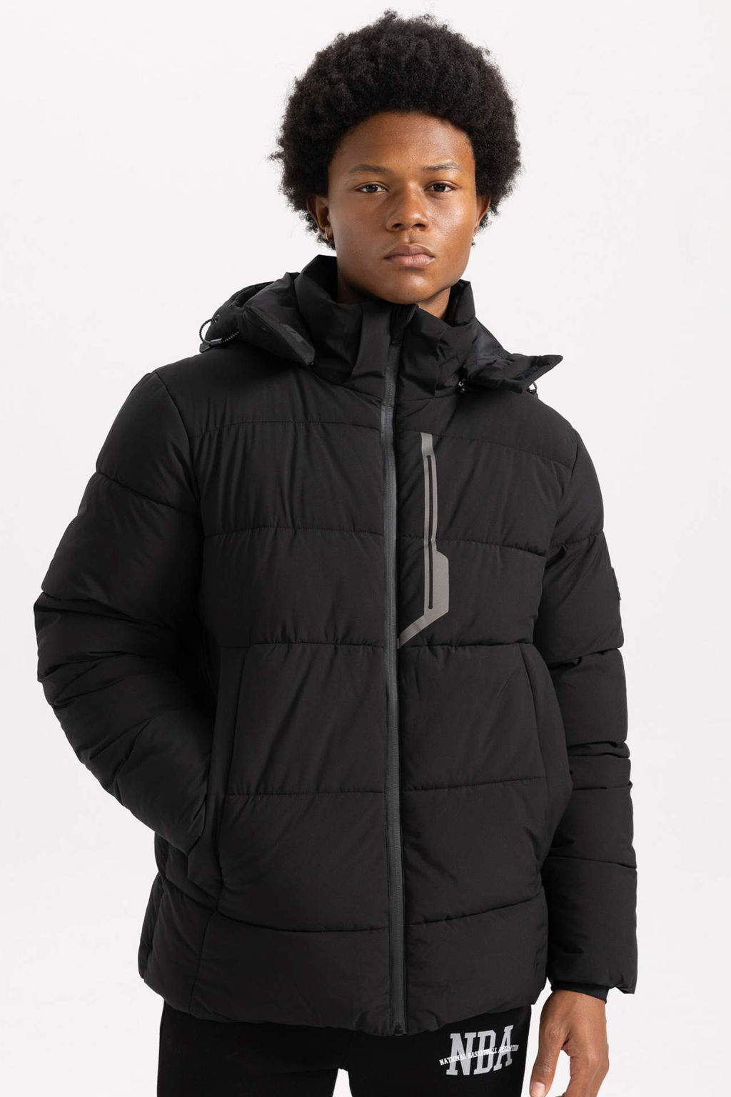 DeFactoFit Su Itici Sisme Mont Slim Fit Dar Kesim Kapusonlu Fermuarl? Cepli  фото 3